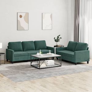 Vidaxl - 2-tlg. Sofagarnitur mit Kissen Dunkelgrün Samt