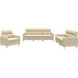 Vidaxl - 3-tlg. Sofagarnitur mit Kissen Creme Stoff