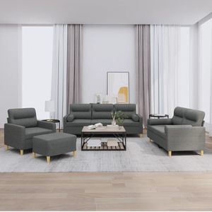Vidaxl - 4-tlg. Sofagarnitur mit Kissen Dunkelgrau Stoff