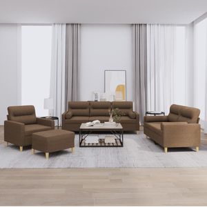 Vidaxl - 4-tlg. Sofagarnitur mit Kissen Braun Stoff