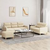 Vidaxl - 3-tlg. Sofagarnitur mit Kissen Creme Stoff