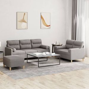 vidaXL 3-tlg. Sofagarnitur mit Kissen Taupe Stoff