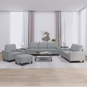 vidaXL 4-delige Loungeset stof lichtgrijs