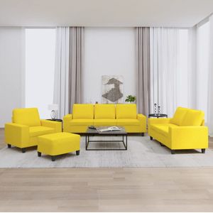 vidaXL 4-tlg. Sofagarnitur Hellgelb Stoff
