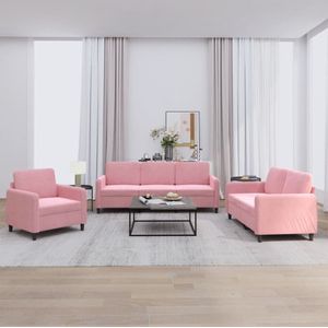vidaXL 3-tlg. Sofagarnitur Rosa Samt