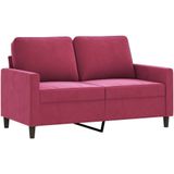 vidaXL - 3-delige - Loungeset - met - kussens - fluweel - wijnrood