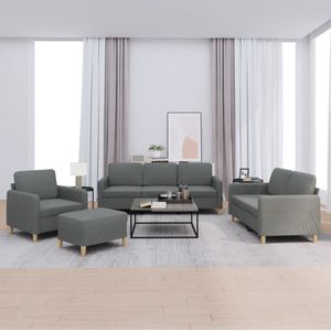 vidaXL 4-tlg. Sofagarnitur mit Kissen Dunkelgrau Stoff
