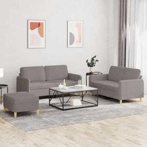 Vidaxl - 3-tlg. Sofagarnitur mit Kissen Taupe Stoff