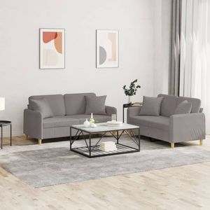 Vidaxl - 2-tlg. Sofagarnitur mit Kissen Taupe Stoff