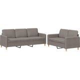 vidaXL 2-delige Loungeset met kussens stof taupe