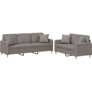 Vidaxl - 2-tlg. Sofagarnitur mit Kissen Taupe Stoff
