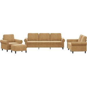 vidaXL - 4-delige Loungeset - Bruin - Fluweel