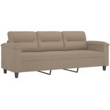 vidaXL 3-delige Loungeset met kussens microvezelstof taupe