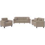 vidaXL 3-delige Loungeset met kussens microvezelstof taupe