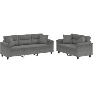 vidaXL-2-delige-Loungeset-met-kussens-microvezelstof-donkergrijs