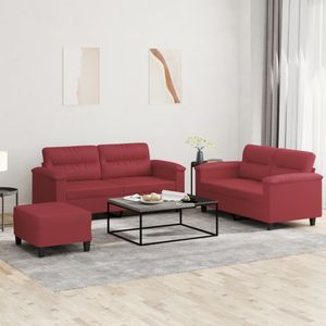 vidaXL-3-delige-Loungeset-met-kussens-kunstleer-wijnrood