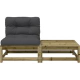 vidaXL Gartensofa ohne Armlehnen mit Kissen und Hocker