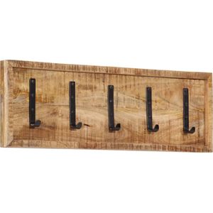 vidaXL Wandgarderobe mit 5 Haken Massivholz Mango