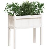 vidaXL Plantenbak met poten 70x31x70 cm massief grenenhout wit