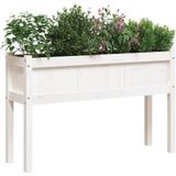 vidaXL Plantenbak met poten 110x31x70 cm massief grenenhout wit