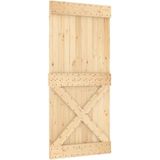 Massief Grenenhouten Schuifdeur - Natuurlijk Hout - Staal Rails - Ruimtebesparend Ontwerp