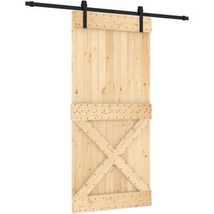 Massief Grenenhouten Schuifdeur - Natuurlijk Hout - Staal Rails - Ruimtebesparend Ontwerp