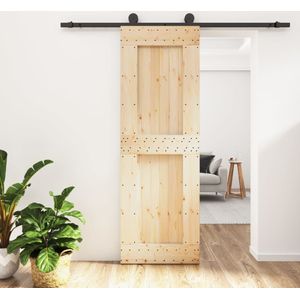 vidaXL Schuifdeur met beslag 70x210 cm massief grenenhout