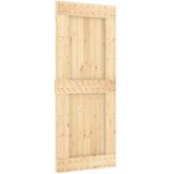 vidaXL Schuifdeur met beslag 85x210 cm massief grenenhout