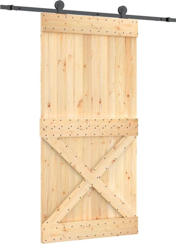 Massief Grenenhouten Schuifdeur - Rustiek - Stevige Staalrails