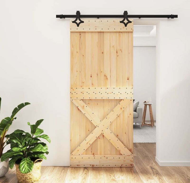 Massief Grenenhouten Schuifdeur - Rustiek - Stevig Staal - Ruimtebesparend Ontwerp