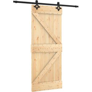 vidaXL Schiebetür mit Beschlag 85x210 cm Massivholz Kiefer