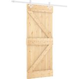 Massief Grenenhouten Schuifdeur - Natuurlijk Hout - Stevige Stalen Rails - Ruimtebesparend Ontwerp