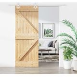 Massief Grenenhouten Schuifdeur - Natuurlijk Hout - Stevige Stalen Rails - Ruimtebesparend Ontwerp