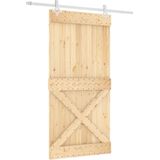 Massief Grenenhouten Schuifdeur - Natuurlijk Hout - Stevige Stalen Rails