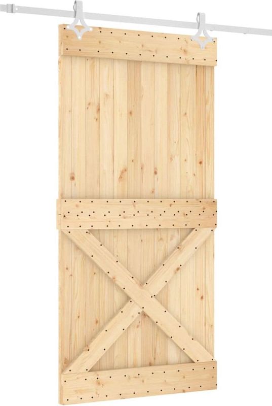 Massief Grenenhouten Schuifdeur - Natuurlijk Hout - Stevige Stalen Rails