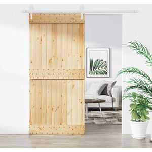 vidaXL Schuifdeur met beslag 95x210 cm massief grenenhout