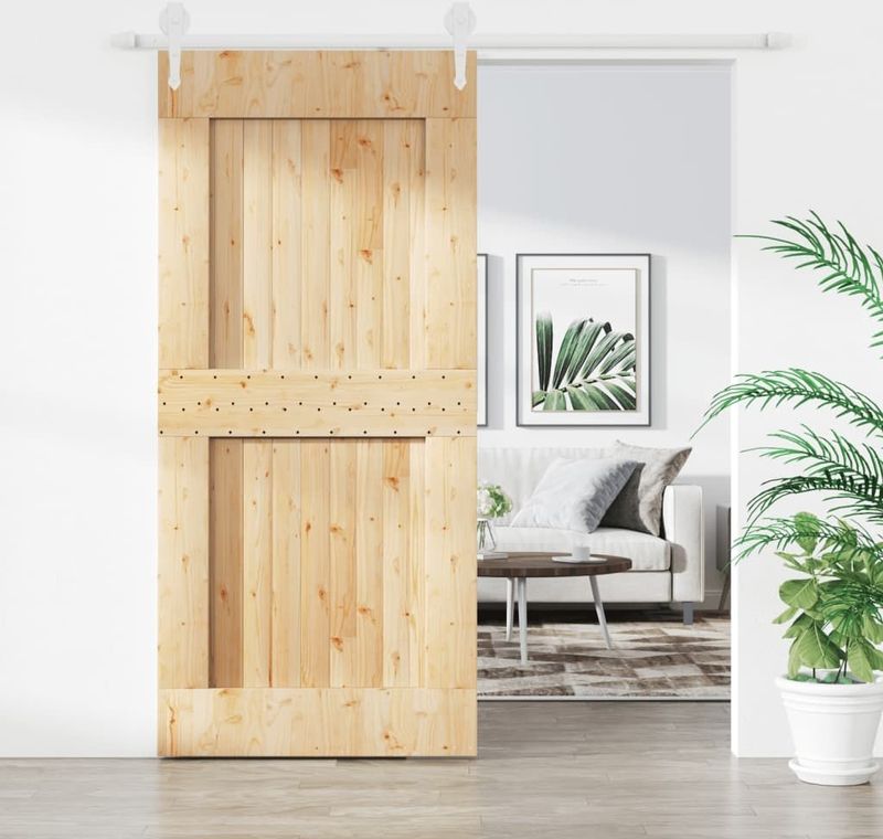 Massief Grenenhouten Schuifdeur - Rustiek - Staal - Ruimtebesparend Ontwerp