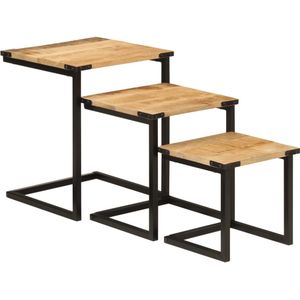 vidaXL - Salontafelset - Massief Mangohout - Set van 3 Tafels