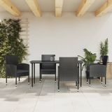 vidaXL - 5-delige - Tuinset - poly - rattan - en - staal - zwart