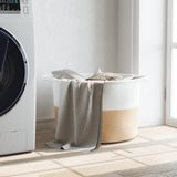 vidaXL Wäschekorb Beige und Weiß Ø55x36 cm Baumwolle