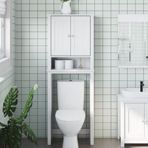 vidaXL - Toiletmeubel BERG - Wit - Massief Hout - 3 Schappen