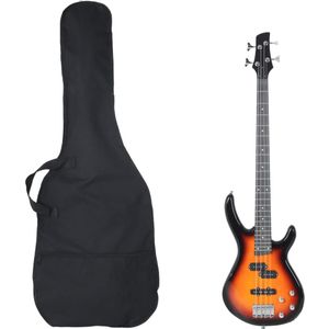 vidaXL - Basgitaar - voor - beginners - elektrisch - met - tas - 4/4 - 46"" - bruin - zwart
