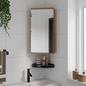 vidaXL Badkamerkast - Eikenkleurig - Hout - Met Spiegel - 2 Schappen