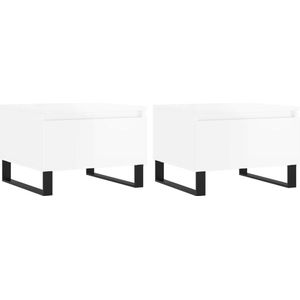 vidaXL Couchtische 2 Stk. Hochglanz-Weiß 50x46x35 cm Holzwerkstoff