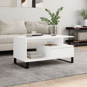 vidaXL - Salontafel - Wit - Bewerkt Hout - 90x49x45 cm