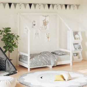 vidaXL - Kinderbedframe - 70x140 - cm - massief - grenenhout - wit