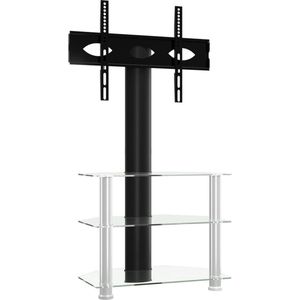 vidaXL-Tv-standaard-hoek-3-laags-voor-32-70-inch-zwart-en-zilverkleur