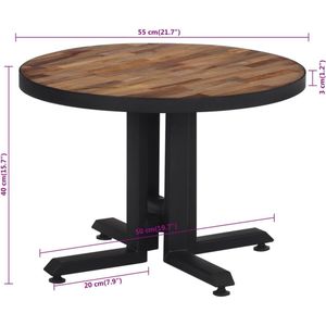 Salontafel rond 55x40 cm massief gerecycled teakhout
