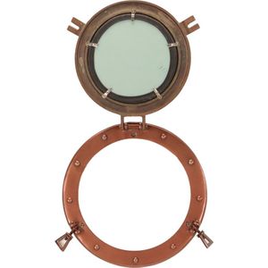 vidaXL Wandspiegel Patrijspoort - Koper - Aluminium en Glas - Ø30 cm