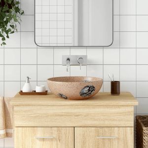 vidaXL Opzetwasbak rond Φ41x14 cm keramiek bruin en blauw